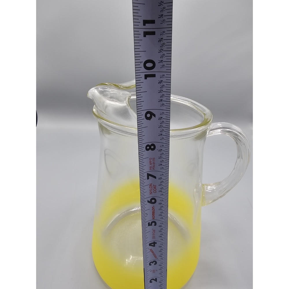 Vintage Blendo Frosted Yellow Pitcher West Virginia Glass 9.5" MCM 50s 60s - Picture 9 of 9